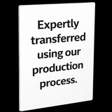 Metal print framed text on a white background with black border