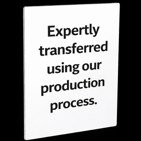 Metal print framed text on a white background with black border