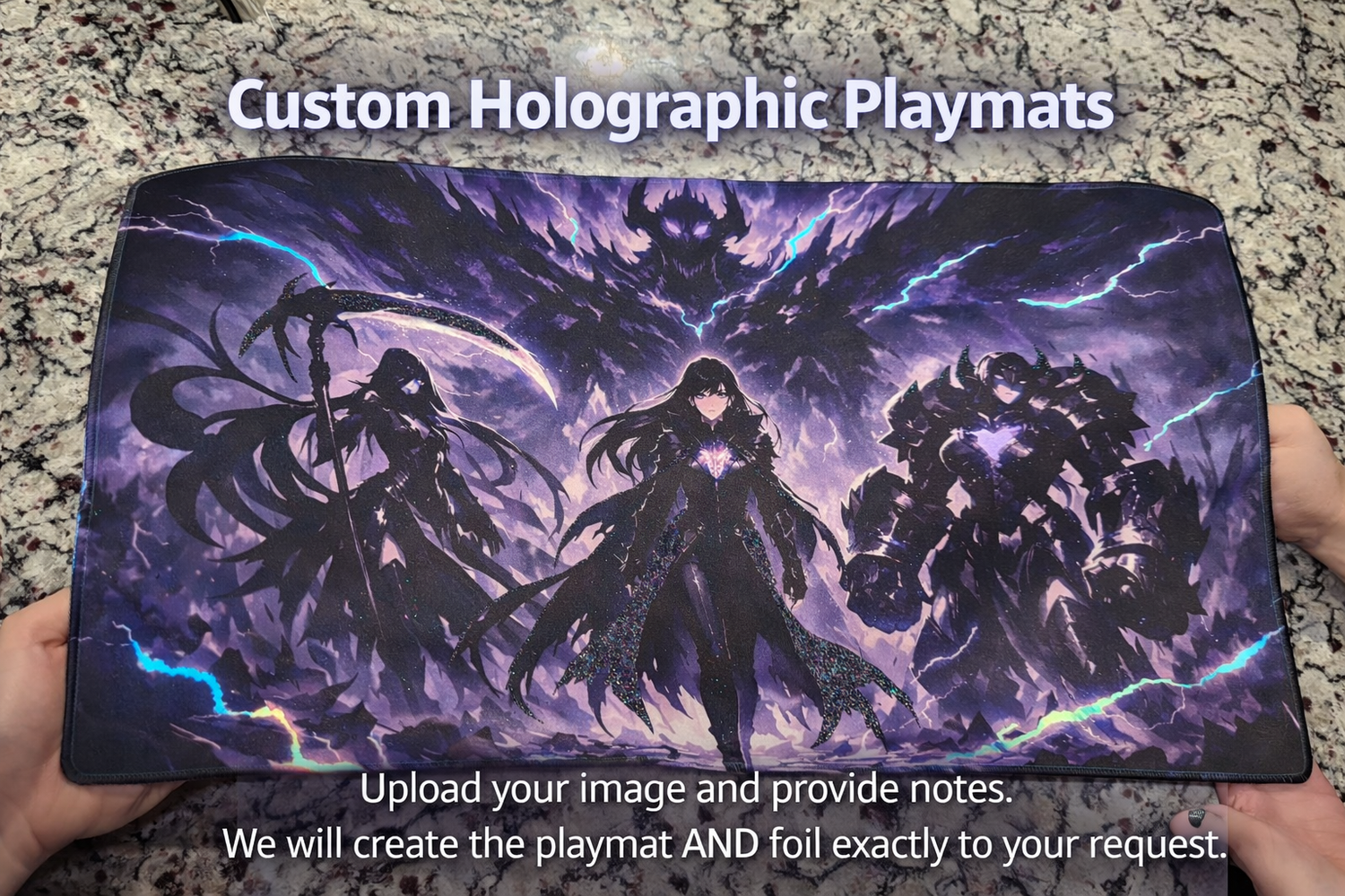 HOLOGRAPHIC Playmat/Gaming Mousepad - Customized 14 Inch X 24 Inch, 2.5 MM Thickness