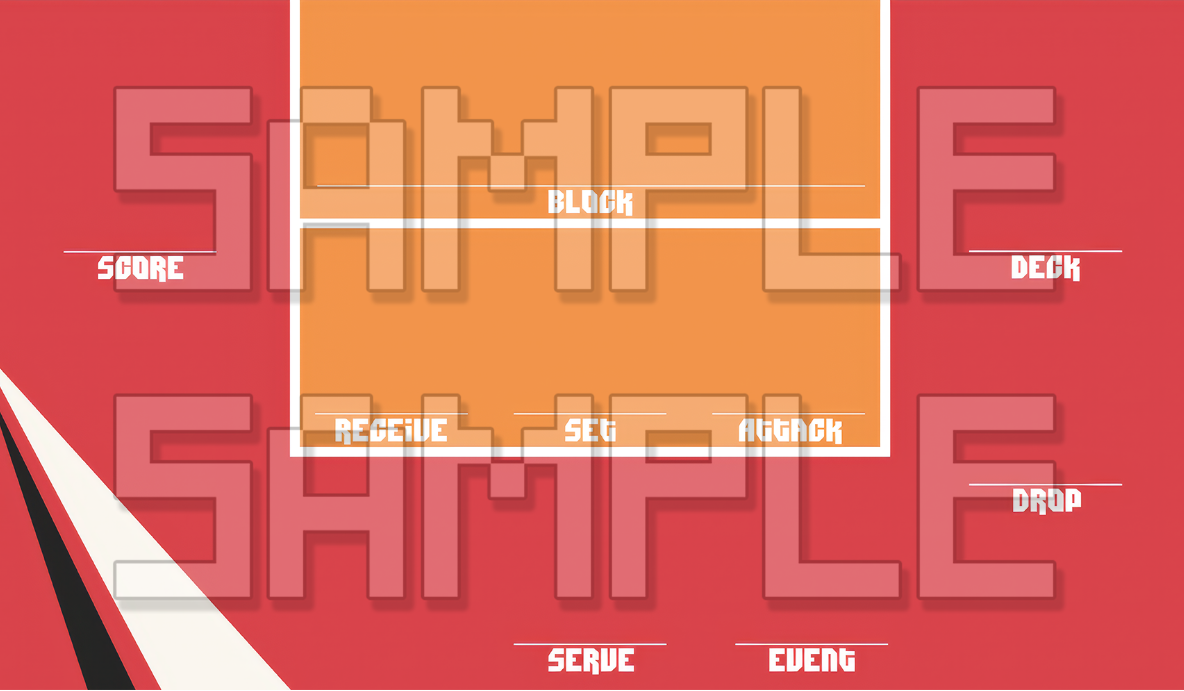 Volleyball Zones Red/Orange - 24" Wide X 14" Height Playmat **SAMPLE WATERMARK NOT SHOWN ON ACTUAL PRODUCT**