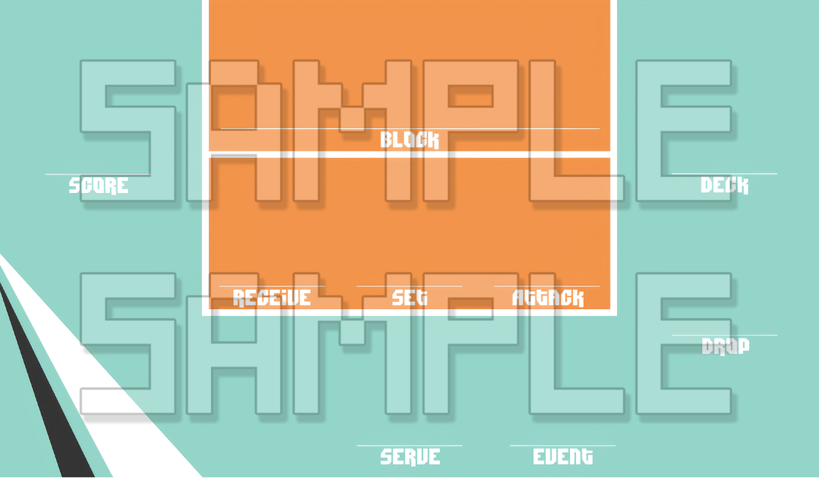 Volleyball Zones Teal/Orange - 24" Wide X 14" Height Playmat **SAMPLE WATERMARK NOT SHOWN ON ACTUAL PRODUCT**